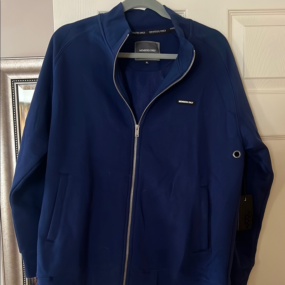Members Only Blue Zip Up Sweater with Sporty Design